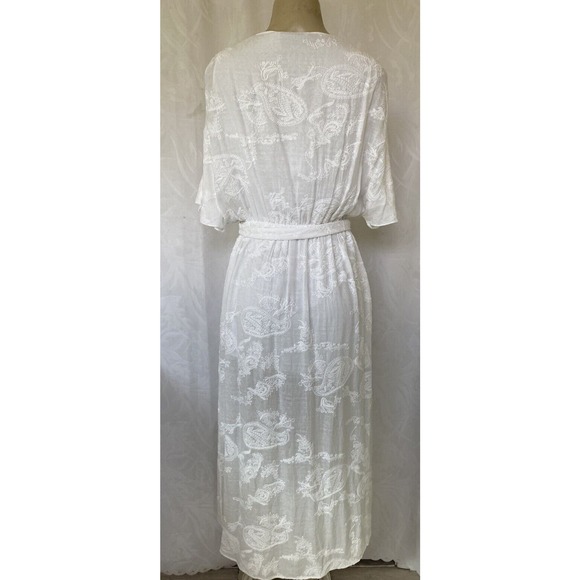 Alice + Olivia Clarine White Wrap Midi Dress V Neck Belt Flutter Sleeve … - Picture 4 of 10